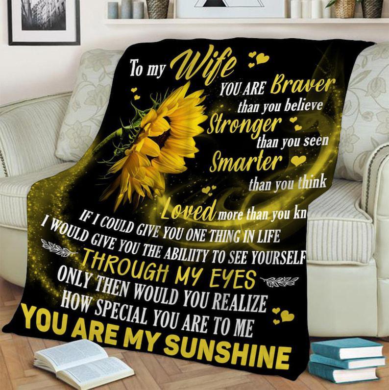 To My Wife You Are My Sunshine Quilt Fleece Blanket,Sherpa Blanket,Christmas ,Family Blanket,Gift For Wife, For Her Home Decor Bedding Couch Sofa Soft And Comfy Cozy