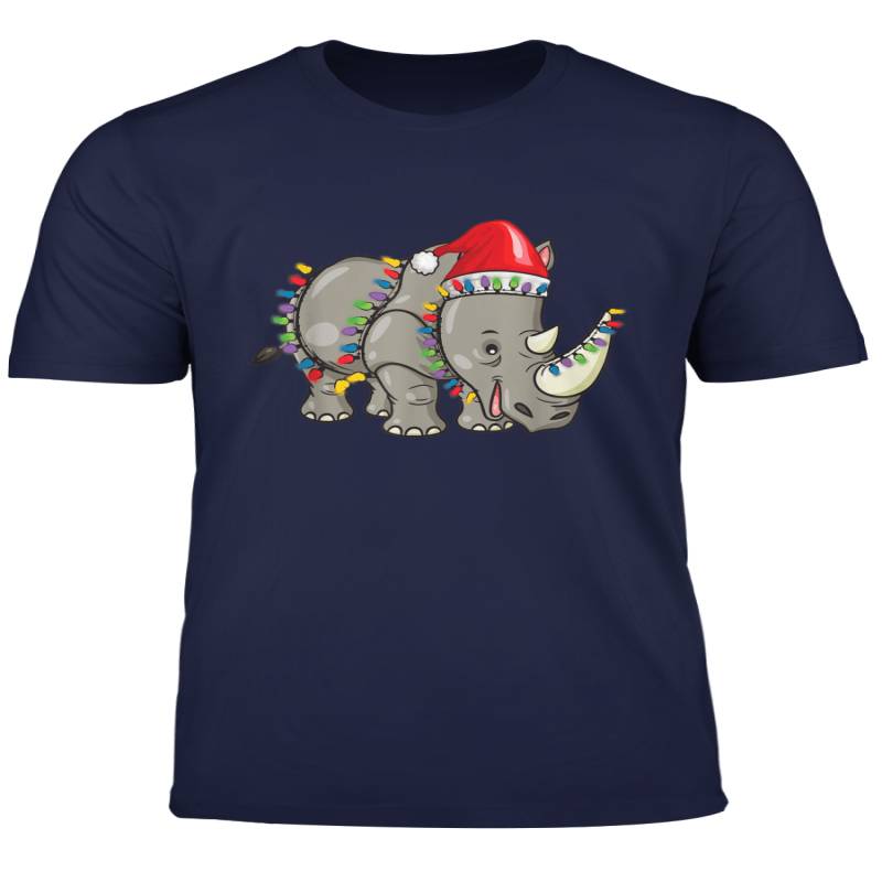 Santa Rhino Christmas Lights Rhino Lover Christmas Gift Cute T Shirt