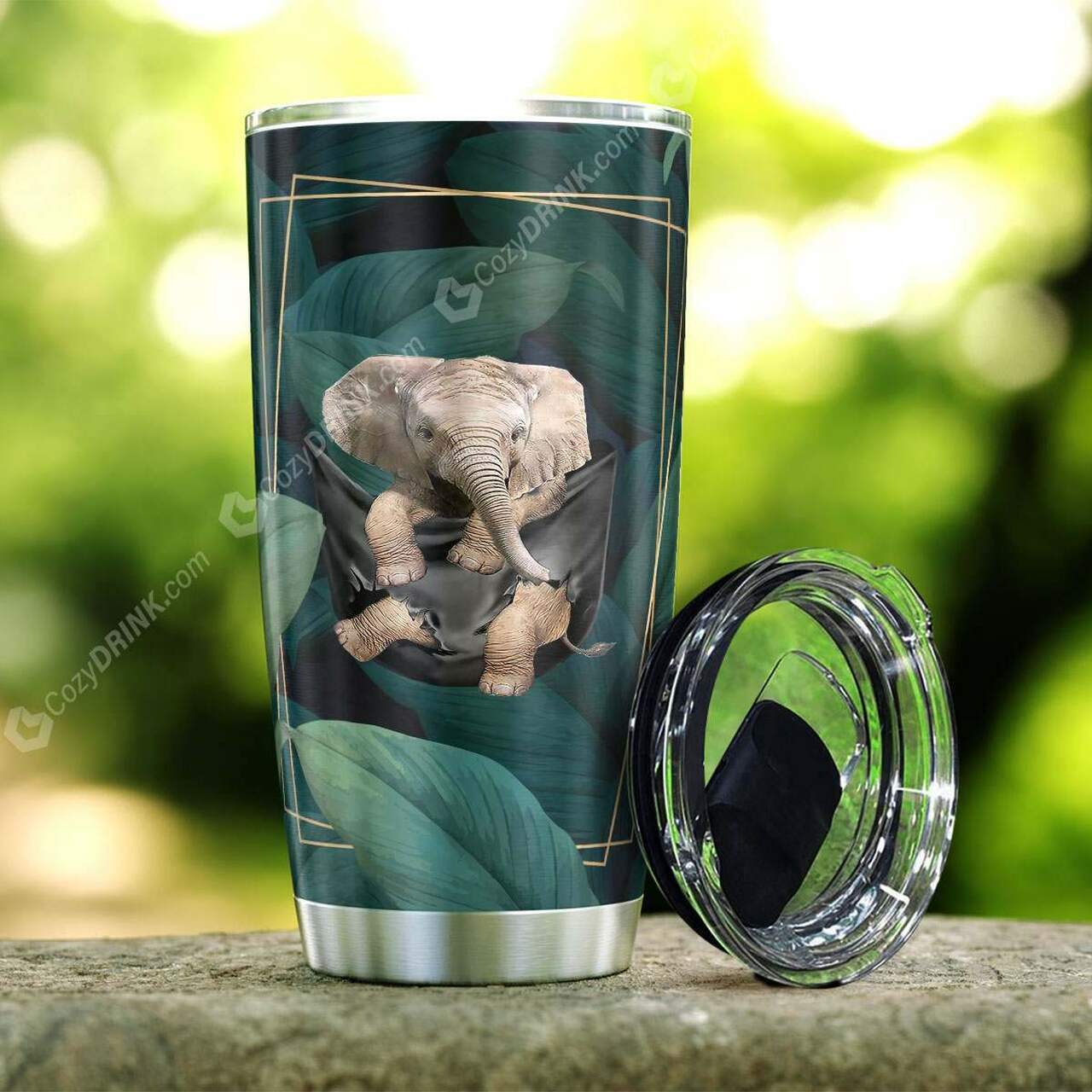 Baby Elephant Personalized Stainless Steel Tumbler Customize Name, Text, Number L86D9