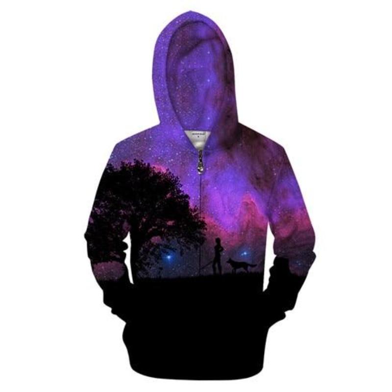 Purple Galaxy Sky Zip-up Hoodie