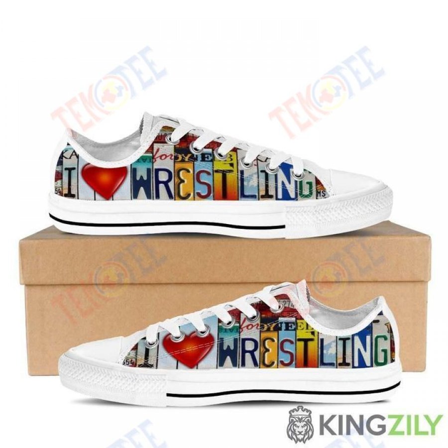 Mens Womens I Love Wrestling Low Top Shoes Custom Print Footwear Converse Sneakers TMT342