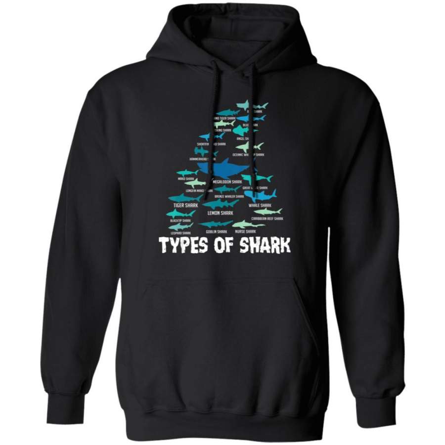 Types of Shark Megalodon Great White Nurse Shark Hoodie