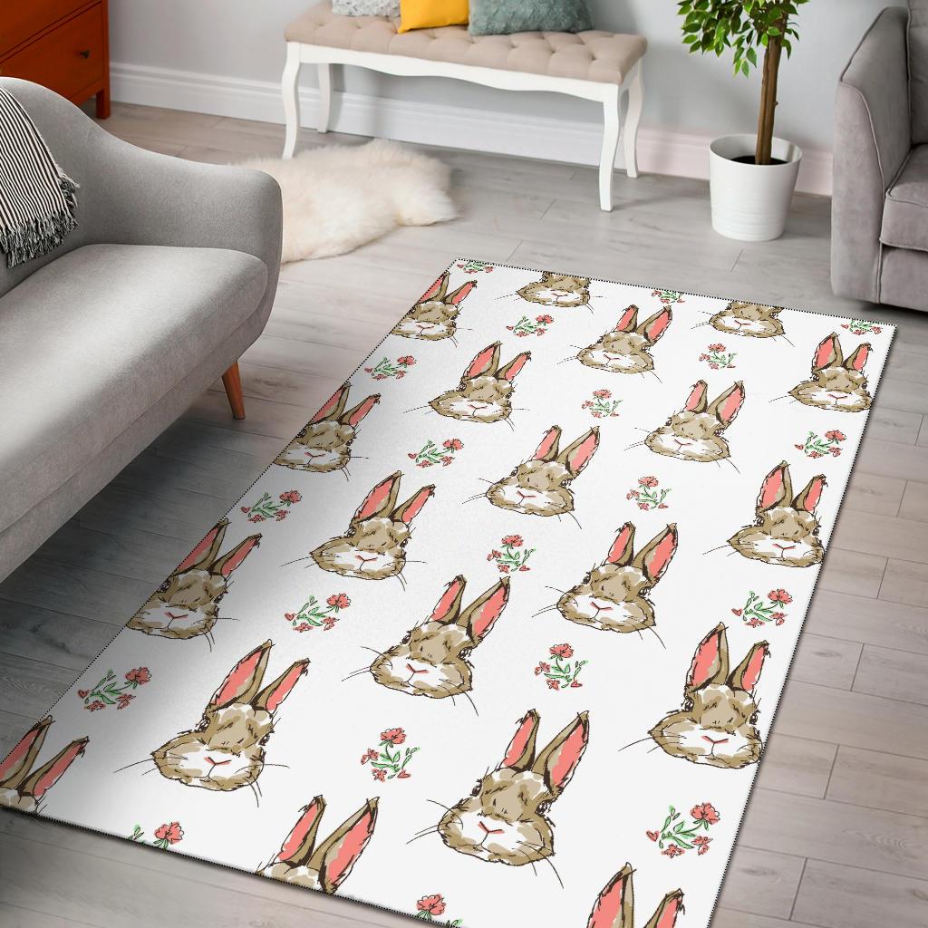 Rabbit Pattern Print Design Rb09 Area Rugs