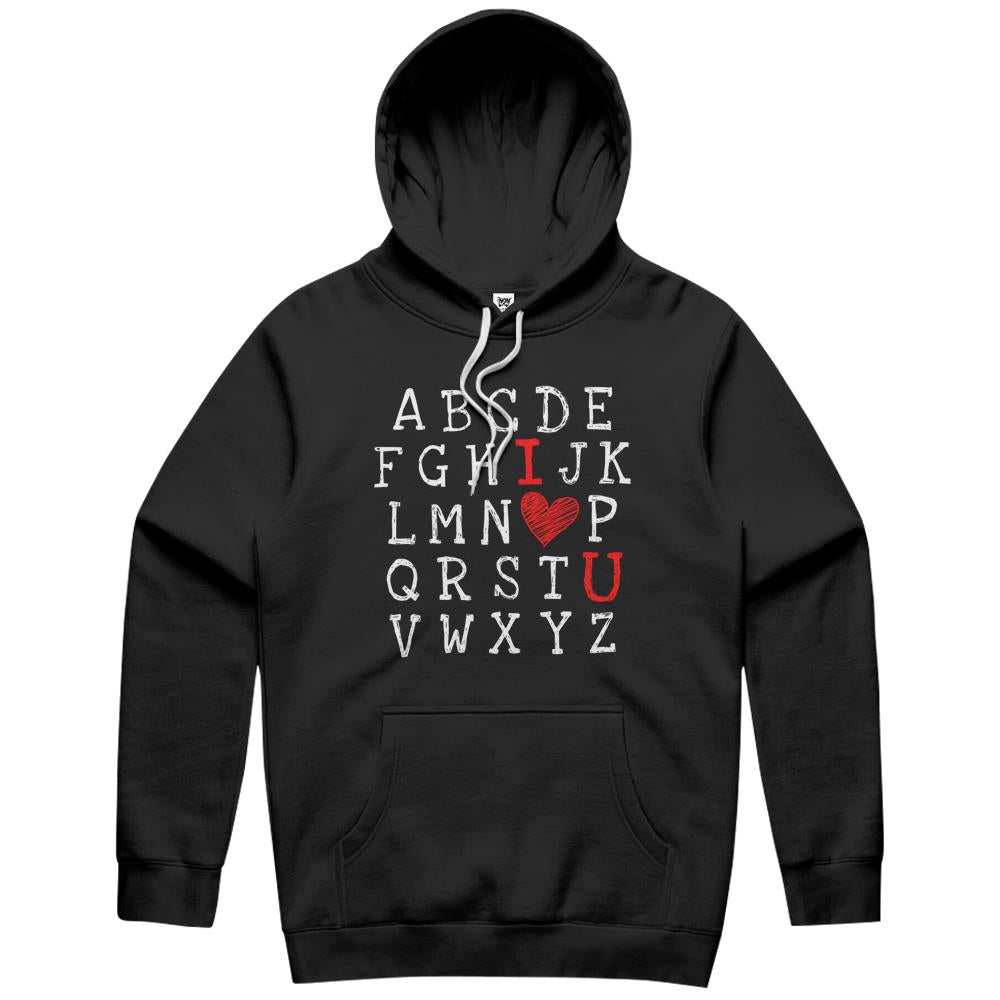 Alphabet Abc I Love You Printed Teacher Valentines Day Heart Hoodie