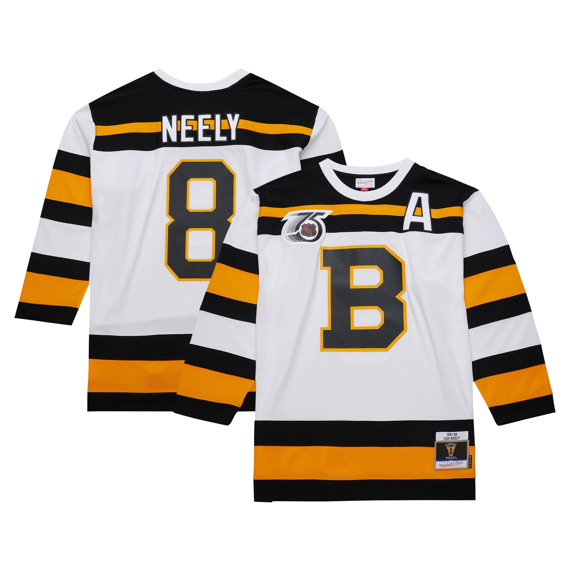 Cam Neely Boston Bruins Mitchell & Ness 1991/92 Alternate Captain Blue Line Player Jersey – White