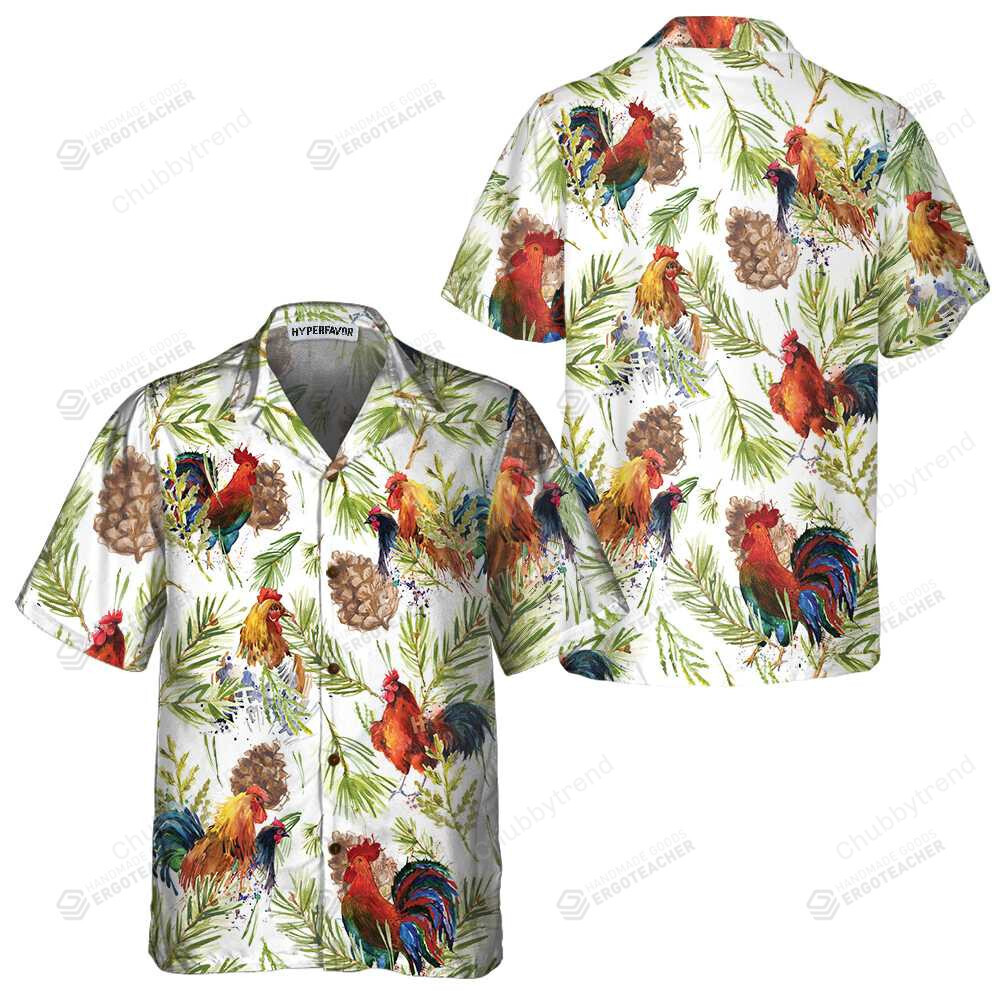 Chicken With Christmas Plants Hawaii Shirt Ha13484