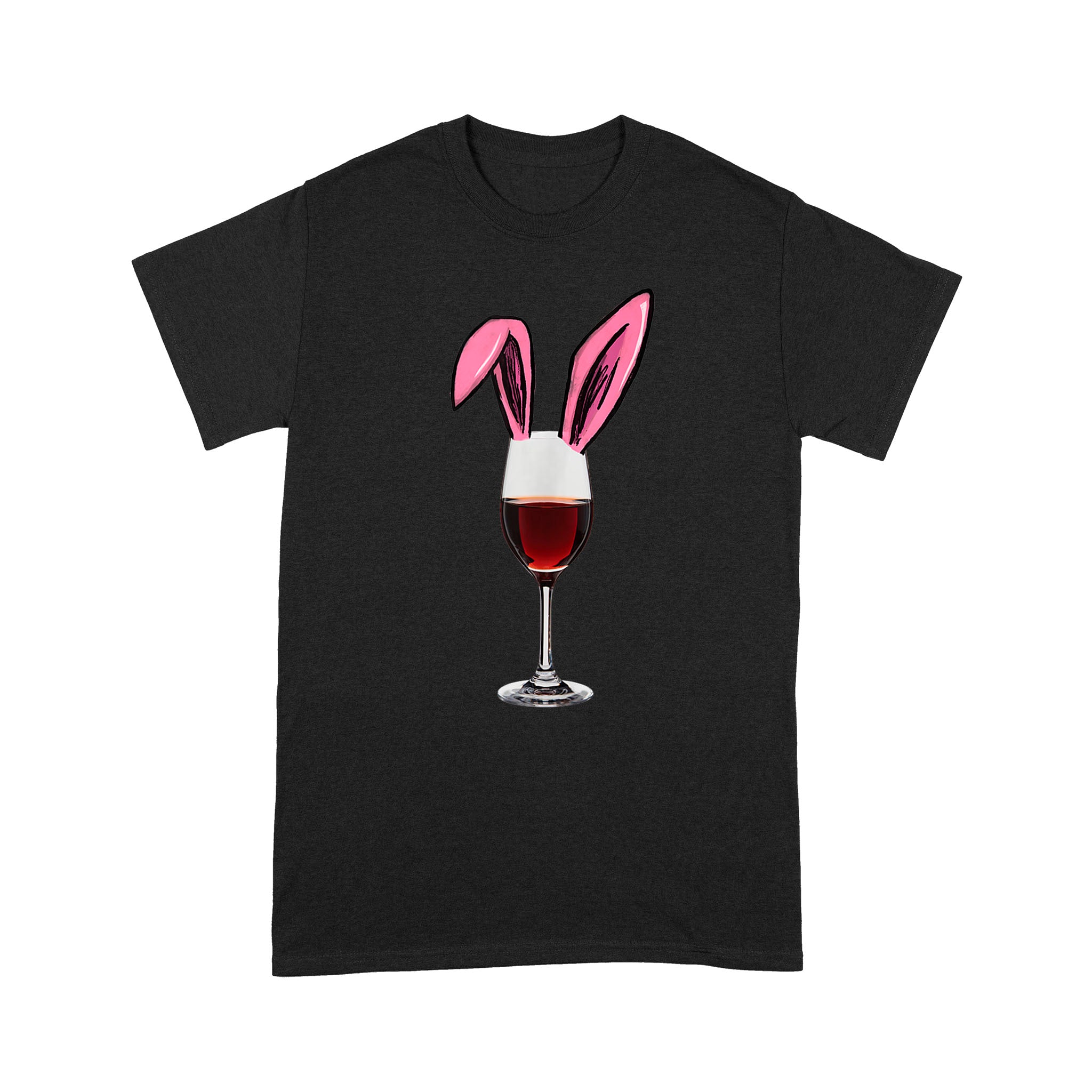 Wine And Bunny Ears Easter Drinking Design – Standard T-Shirt