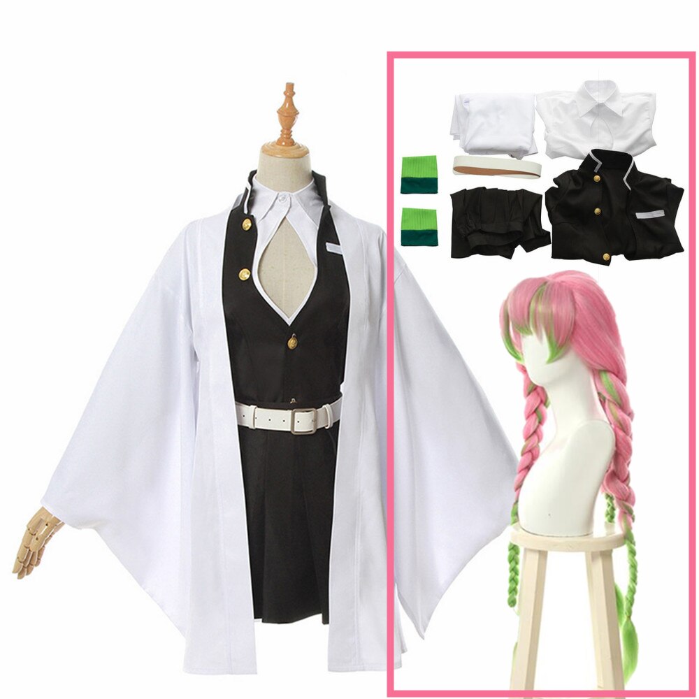 Anime Cosplay Demon Slayer Kimetsu No Yaiba Kimono Kanroji Mitsuri Cosplay Costume Adult Kids Kimono Set Halloween Carnival Set alx