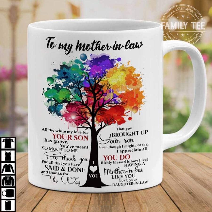 To My Mother in Law Coffee Mug Tree Rainbow Sweet Sayings Birthday Gift