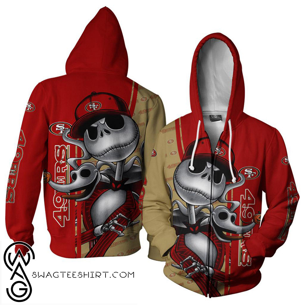 Jack Skellington And Zero San Francisco 49Ers 87 Unisex 3D Hoodie Gift For Fans