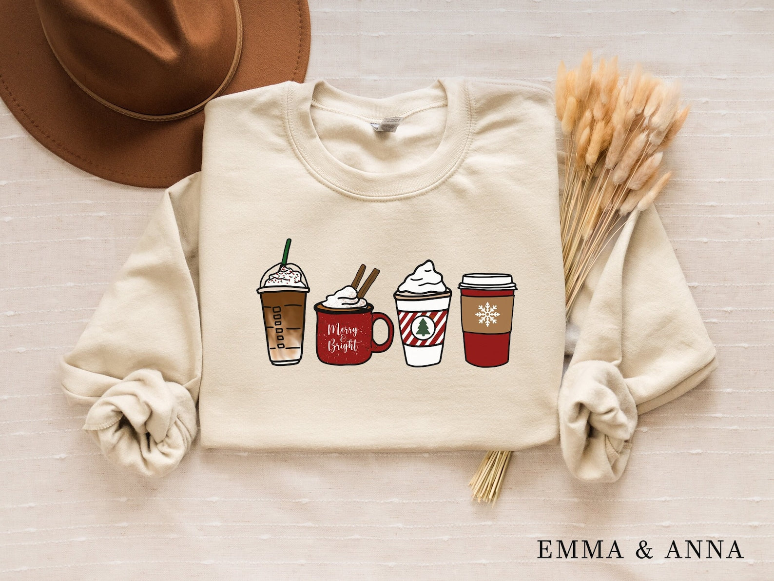 Christmas Coffee Sweatshirt 2D Crewneck Sweatshirt All Over Print Sweatshirt For Women Sweatshirt For Men Sws5014