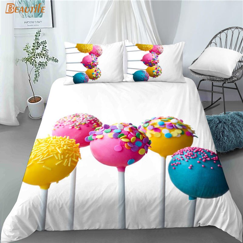 3D Print Colourful Candy Bedding Set Duvet Cover Bedclothes 180X200Cm 180X220Cm Cover With Pillowcase Home