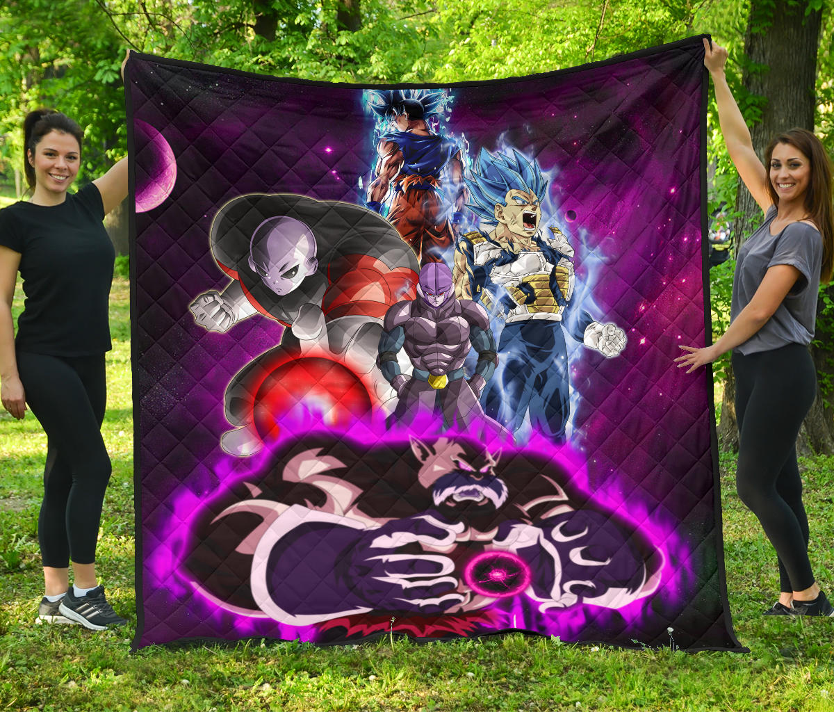 Dragon Ball Anime Premium Quilt | Db Super Universe Villains Power Purple Galaxy Quilt Blanket