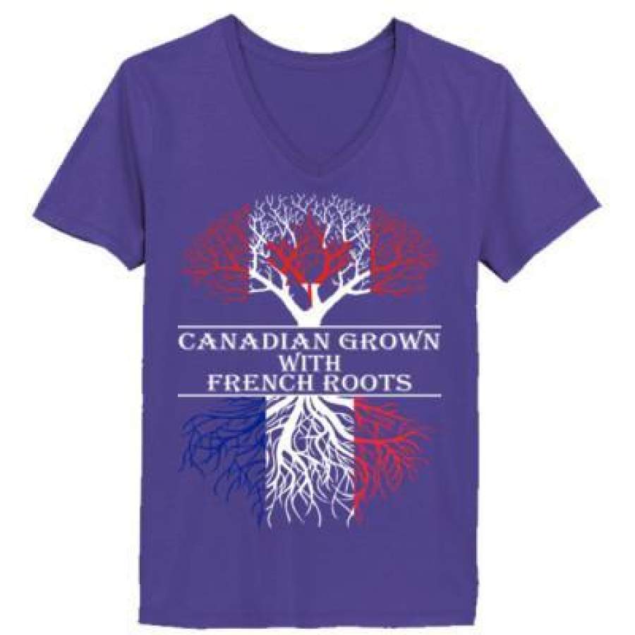 AGR Canadian Grown With French Roots – Ladies’ V-Neck T-Shirt