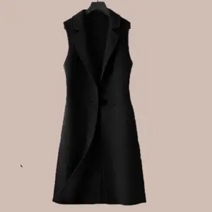 4XL New Woolen Vest Female Coat Spring Autumn Outerwear Slim Show Thin All Match Mid-Length Fashion Sleeveless Female Jacket alx