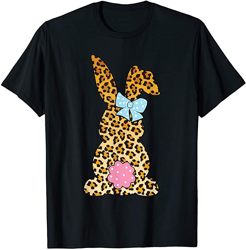 Leopard Bunny Rabbit Happy Easter Day Tees For Women Girl T-Shirt