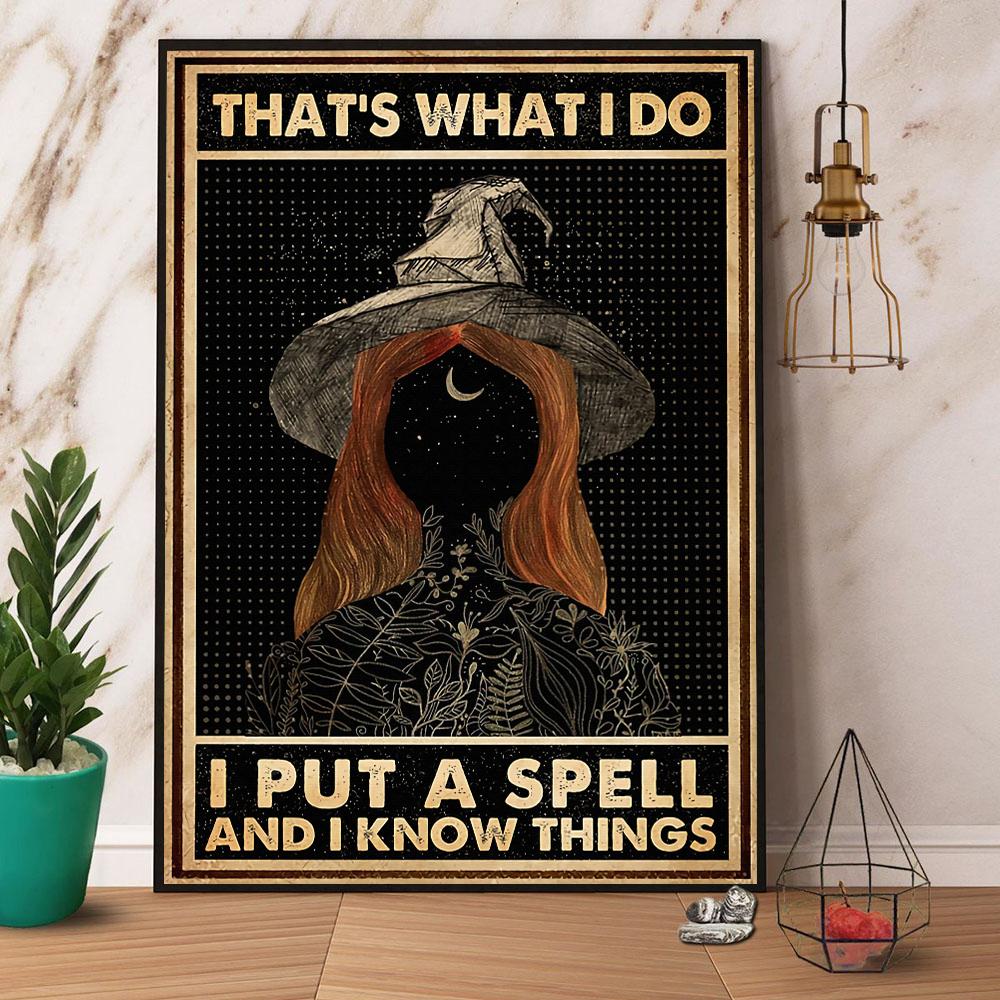 Retro Black I Put A Spell And I Know Things Halloween Canvas And Poster, Canvas Prints, My Poster Wall, Canvas Wall Art, Wall Decor Visual Art, Halloween Gift, Happy Halloween