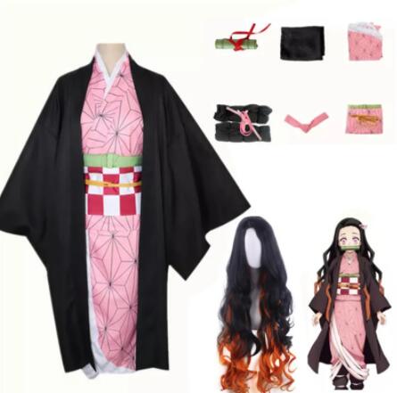 Anime Demon Slayer Cosplay Costume Kamado Tanjirou Nezuko Kimetsu No Yaiba Kochou Shinobu Women Kimono Set Halloween Uniform Men alx