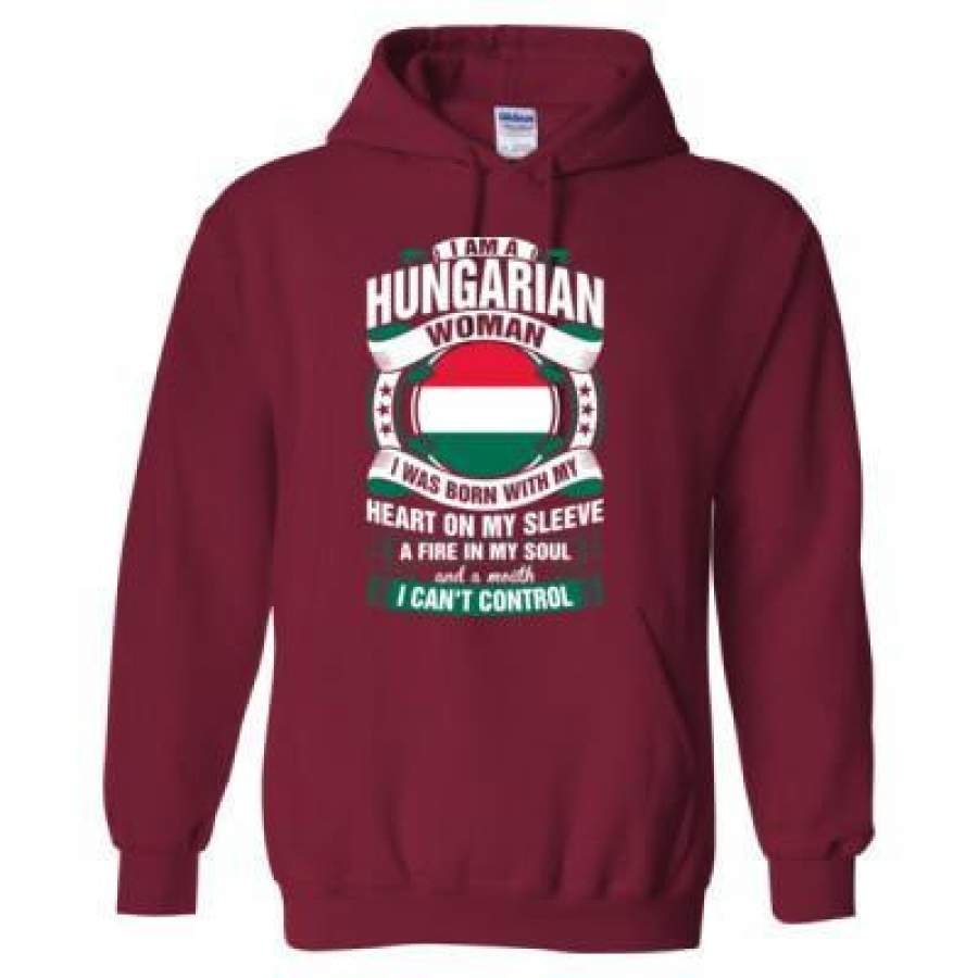 AGR I Am A Hungarian Woman I Was Born With My Heart On My Sleeve A Fire In My Soul – Heavy Blend™ Hooded Sweatshirt