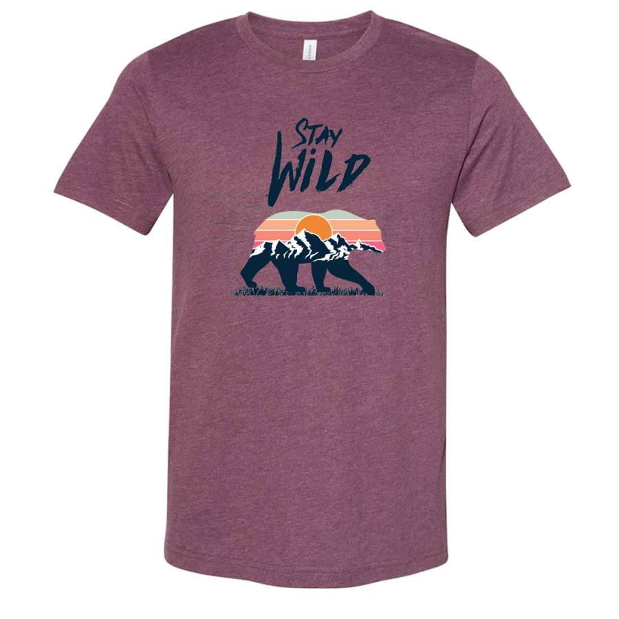 Stay Wild Sunset Bear Asst Colors Sueded Tee