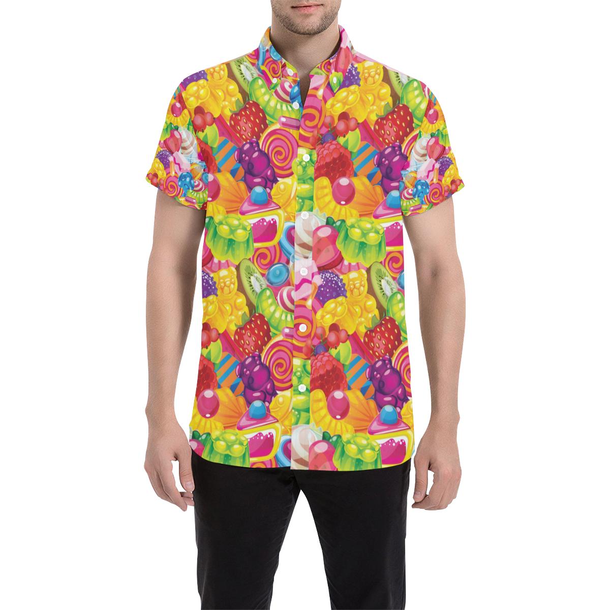 Candy Pattern Print Design Ca01 Men Button Up Shirt