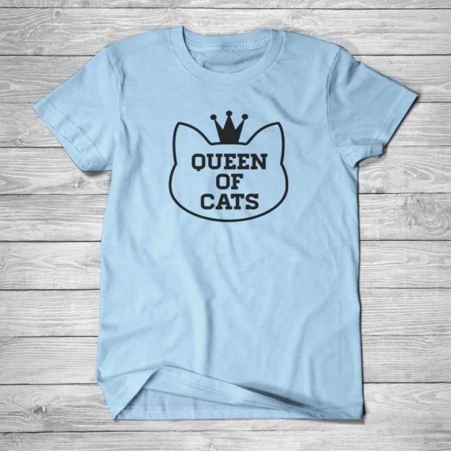 Queen Of Cats T-Shirt, Womens T Shirt, Funny T-Shirt, Gift For Her Shirt, Unisex, Ladies, Cat Lady Shirt, Cotton-C862