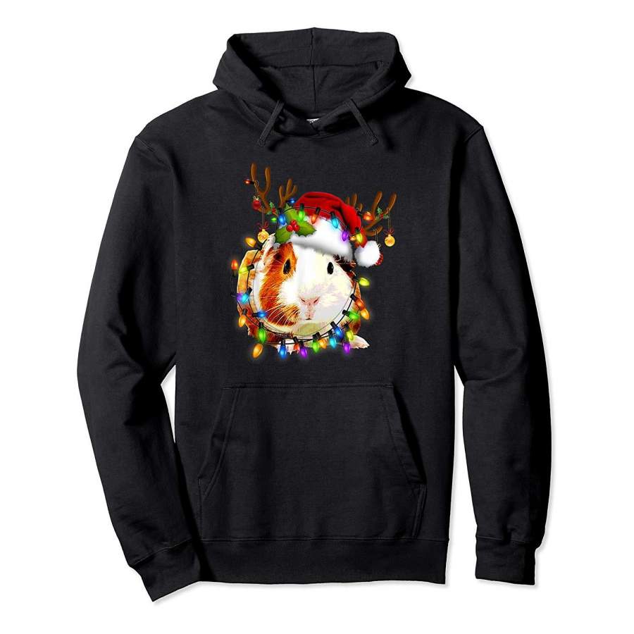 Funny Guinea Pig Christmas Reindeer Christmas Lights Pajama Hoodie