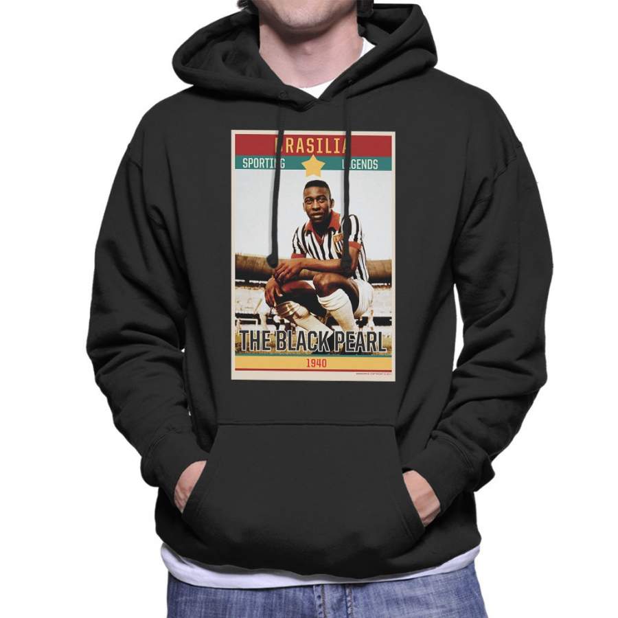 Sporting Legends Poster Brazil Pele The Black Pearl World Cup Men’s Hooded Sweatshirt