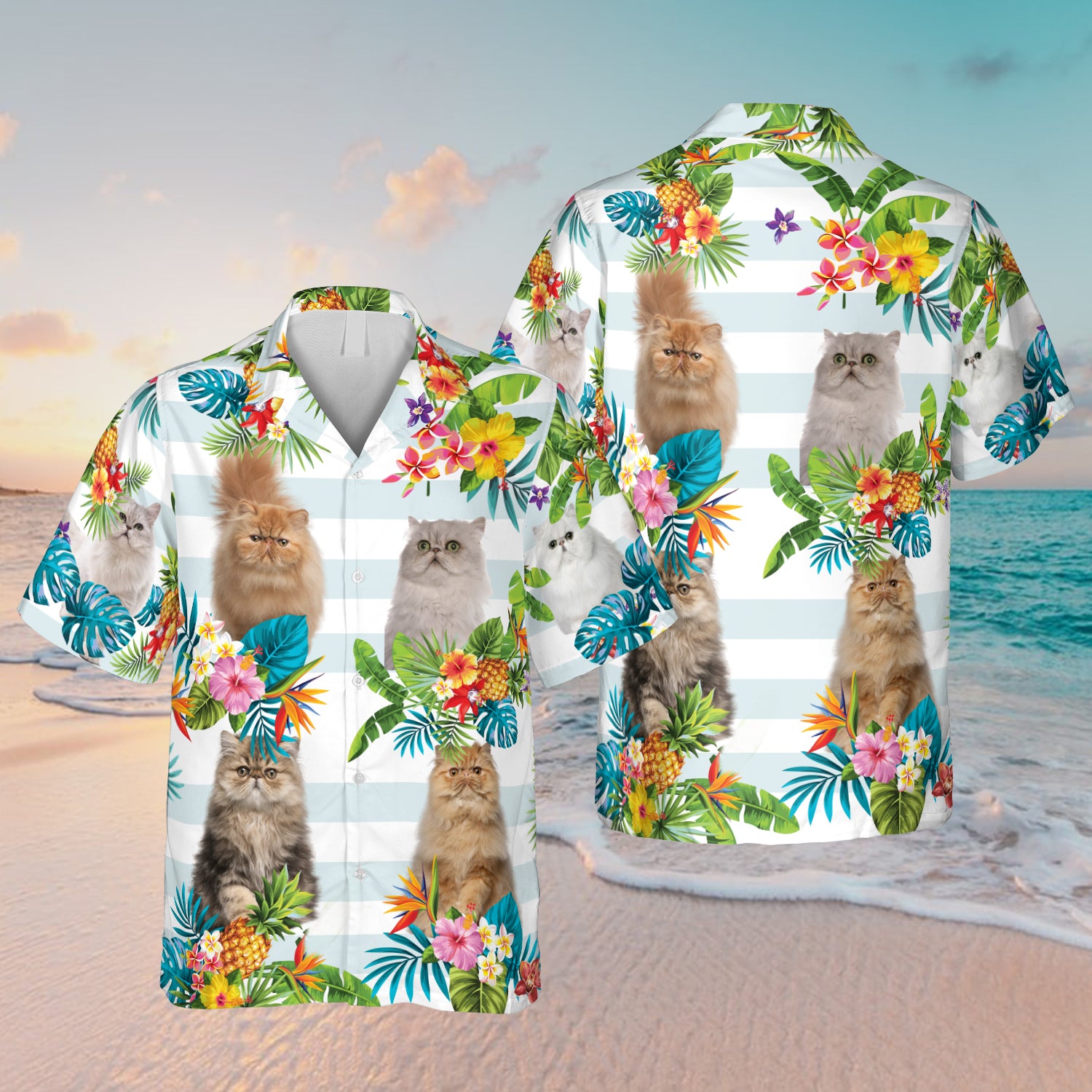 White And Yellow Persian Cat Hawaiian Mom Shirts Ha88116