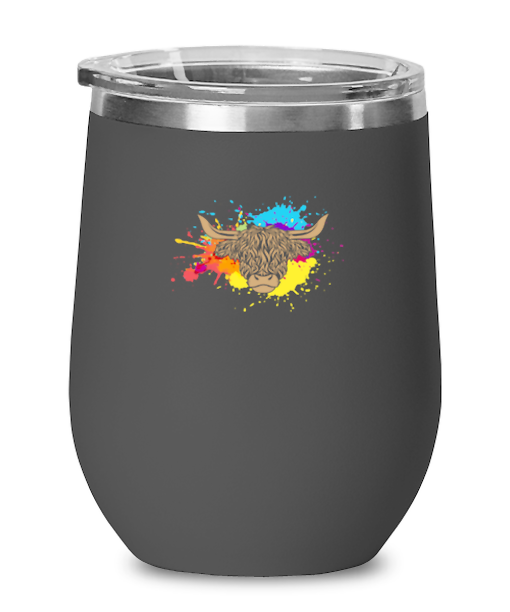 Wine Tumbler Stainless Steel Funny Scottish Cattle Farmer