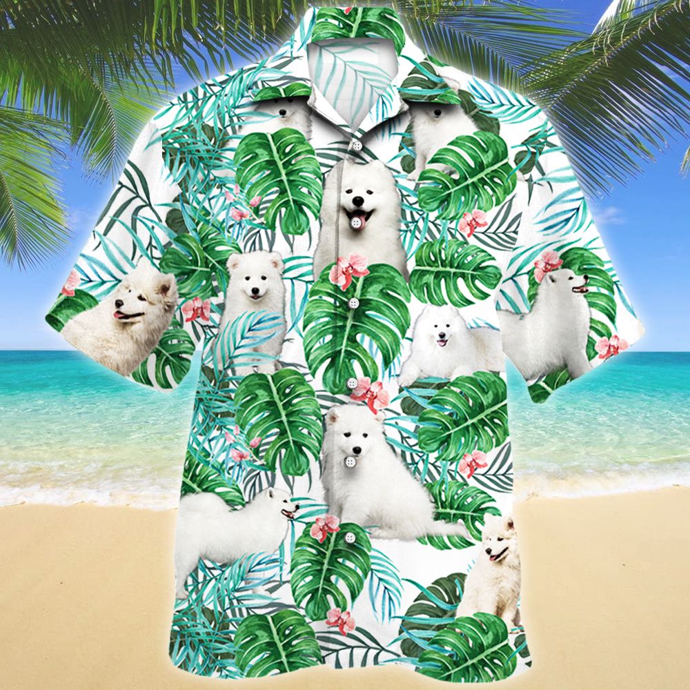 Samoyed Dog Tropical Plant Hawaiian Shirt Ha40396