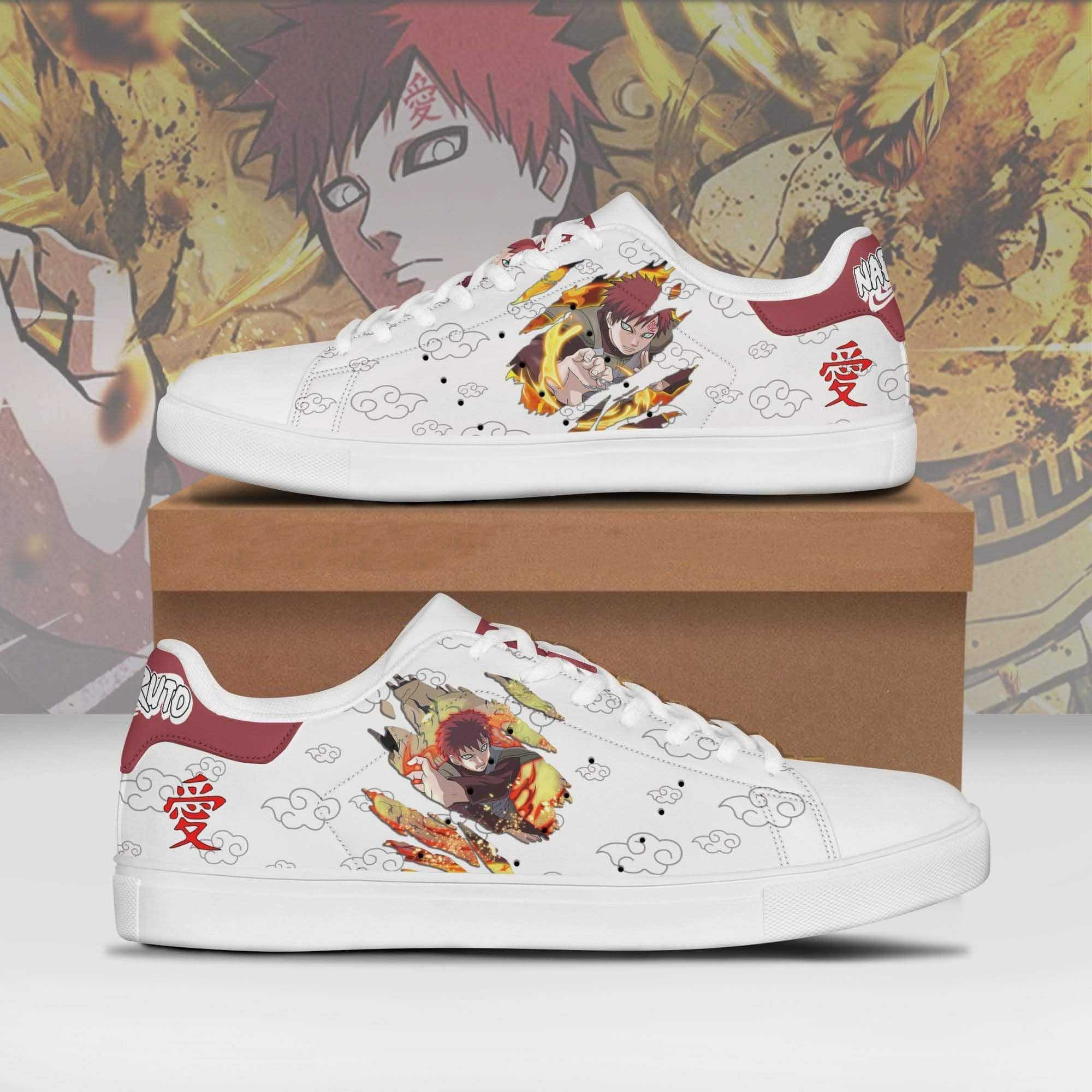 Gaara Naruto Anime Christmas Gift For Fan Low Top Leather Skate Shoes Sneakers For Man And Women