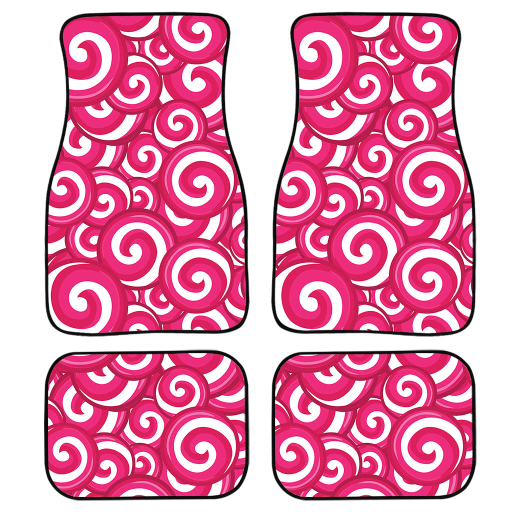 Pink Lollipop Candy Pattern Print Front And Back Car Floor Mats