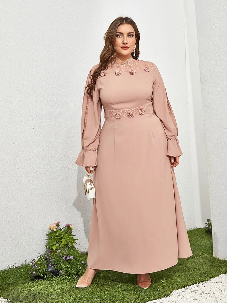 TOLEEN Women Plus Size Oversized Maxi Dresses 2022 Luxury Elegant Large Pink Long Sleeve Evening Party Wedding Festival Clothing alx