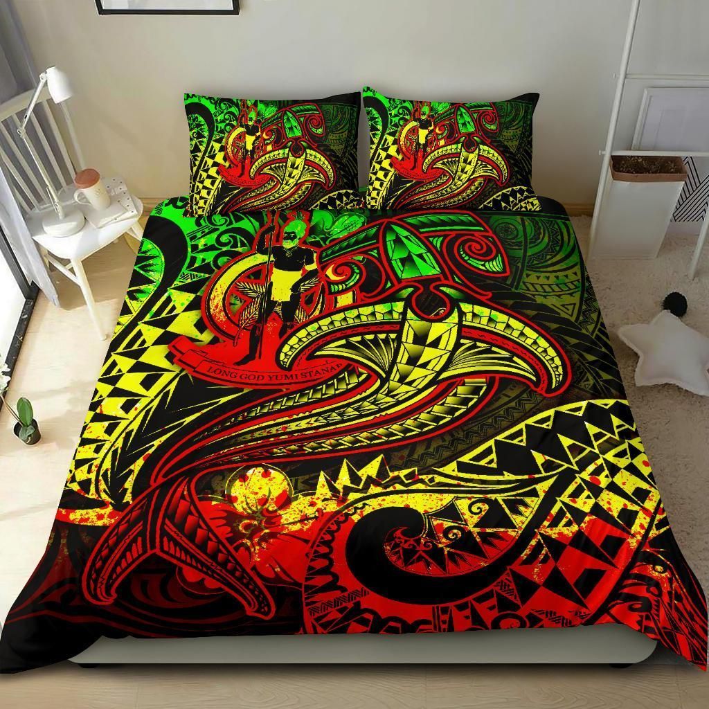 Alohawaii Bedding Set – Cover And Pillow Cases Vanuatu  – Reggae Shark Tattoo – Bn18