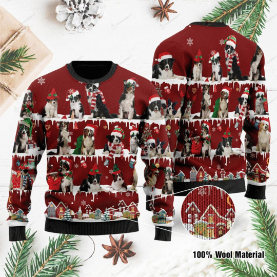 BORDER COLLIE CHRISTMAS UGLY SWEATER HN141257