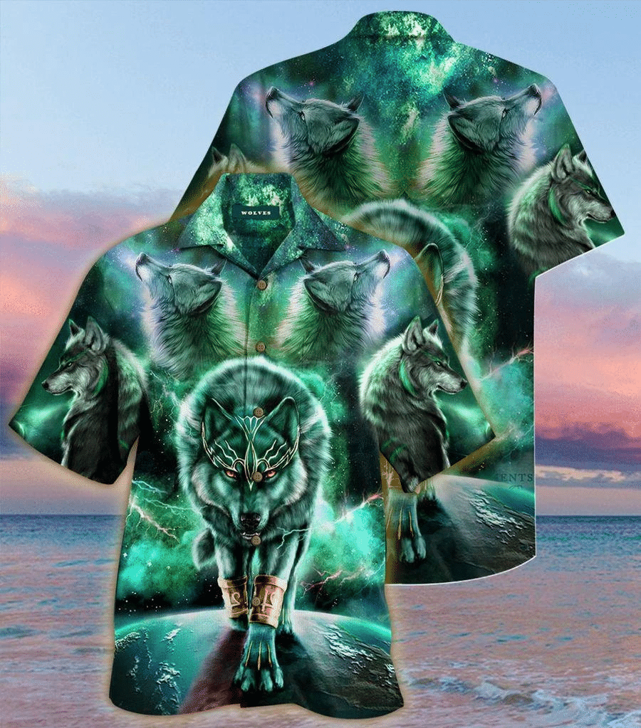 Green King Wolf Hawaii Shirt Unisex Adult Ha32291