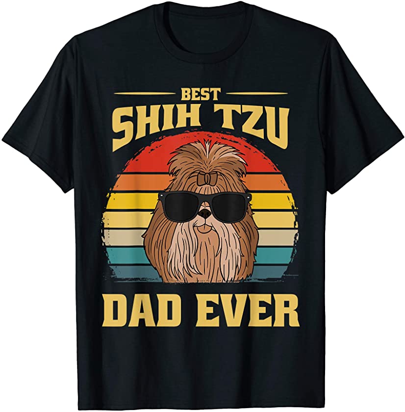 Best Shih Tzu Dog Dad Father Papa Ever Puppy Cute Retro Gift T-Shirt