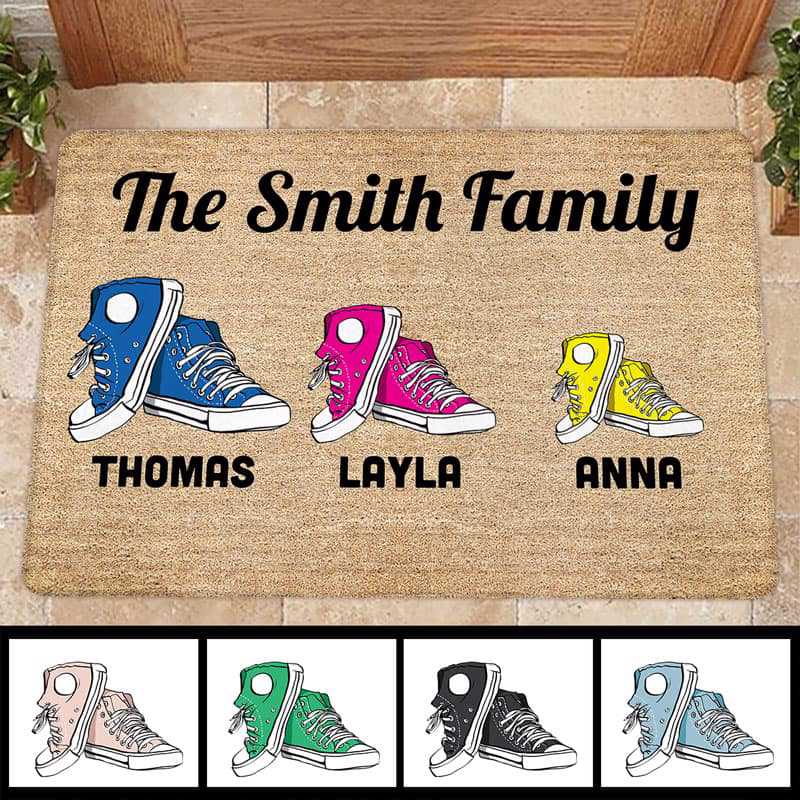 Family Shoes Personalized Doormat