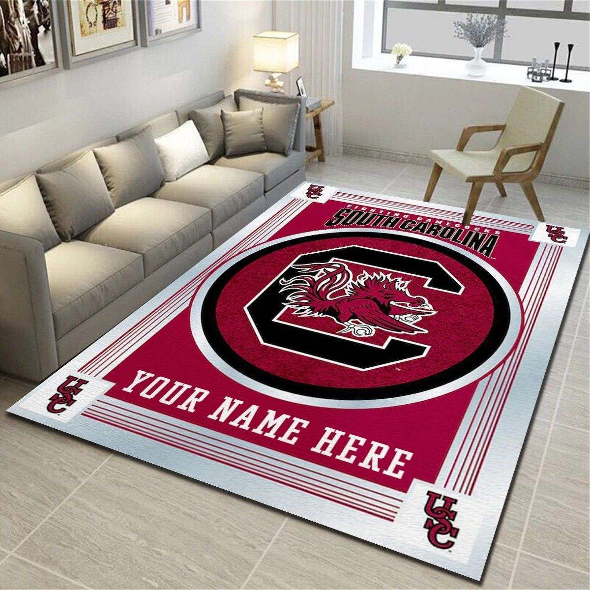 South Carolina Gamecocks Personalized Area Rug, Living Room Bedroom Carpet, Customized Floor Mat Home Decor