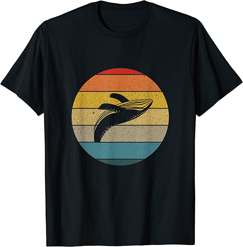 Vintage Retro Sunset Ocean Breaching Humpback Whale T-Shirt