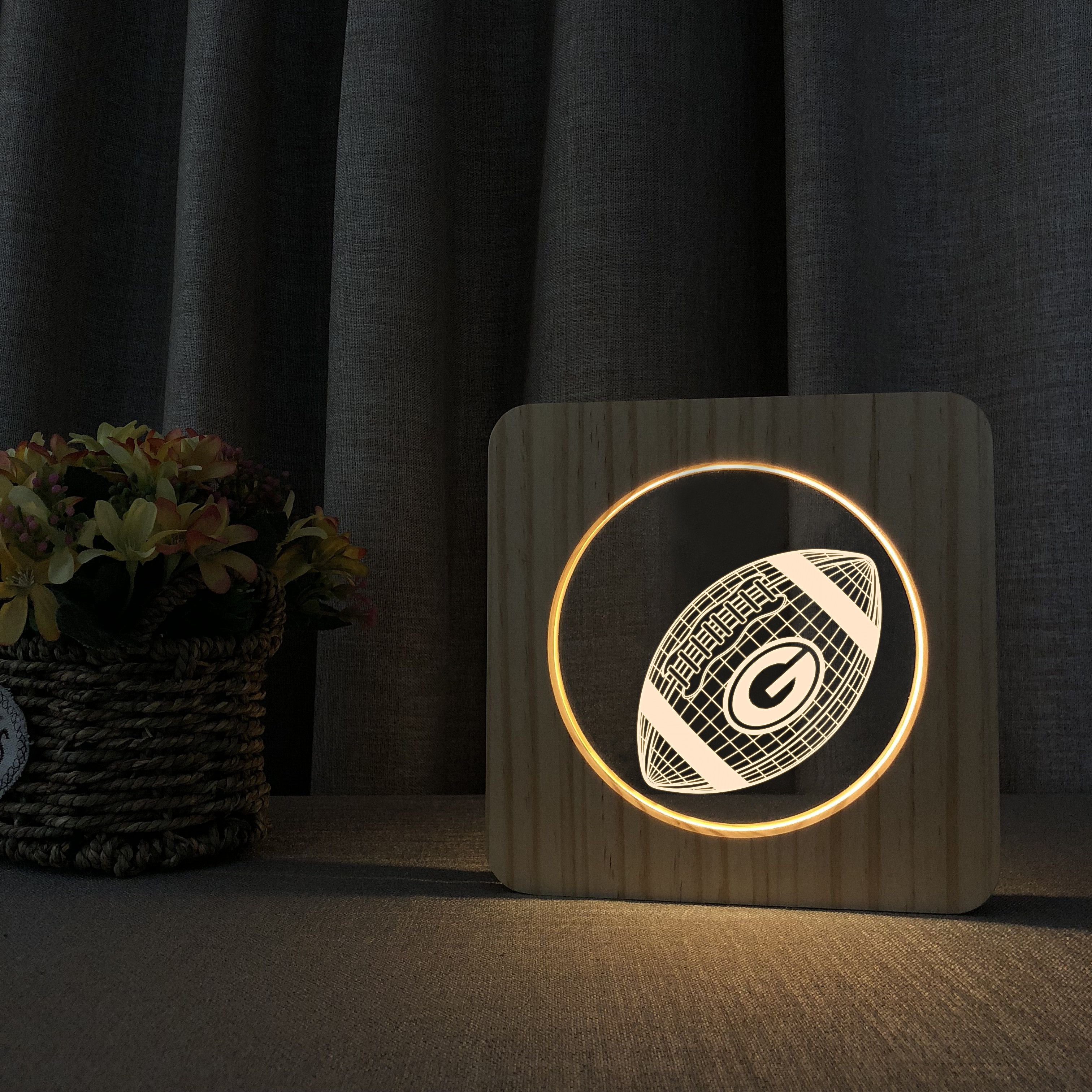 Green Bay Packers 3D Wooden Led Lamp