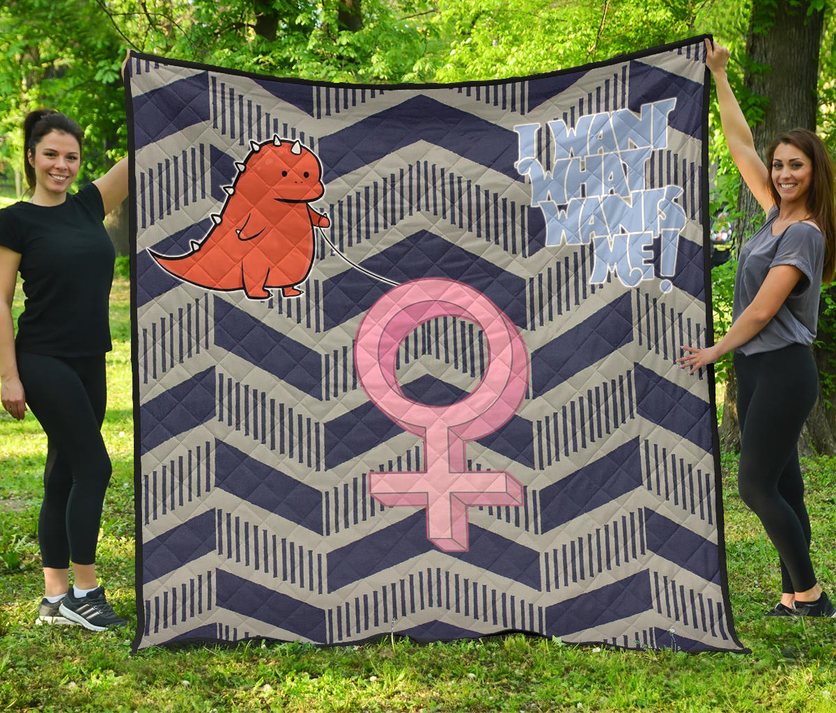 I Want What Wants Me Orange Dino Female Icon Premium Quilt Blanket Nt090602