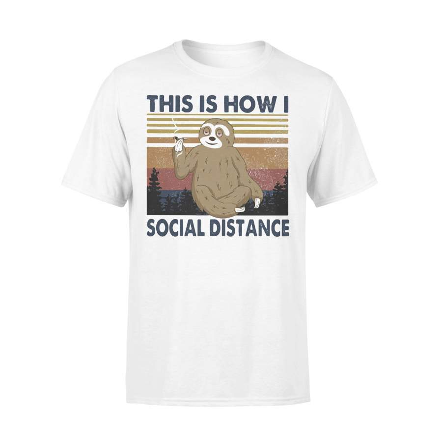 Sloth Smoking This Is How I Social Distance Vintage Retro T-shirt