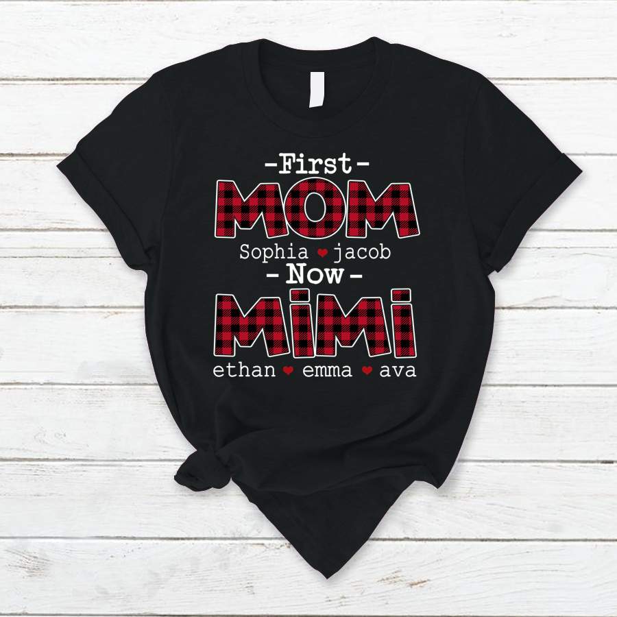 Personalized First Mom Now Grandma Red Buffalo Plaid Shirt