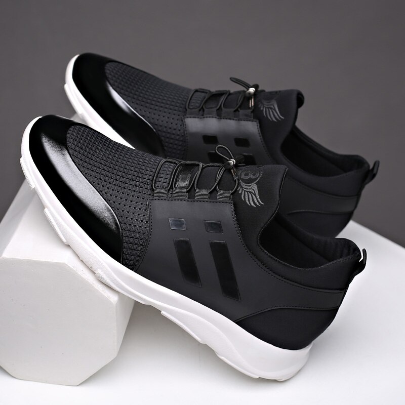 2022 Men’s Shoes Quality Lycra+ Cow Leather Shoes Brand 5CM Increasing British Shoes New Summer Black Man Casual Height Shoes alx