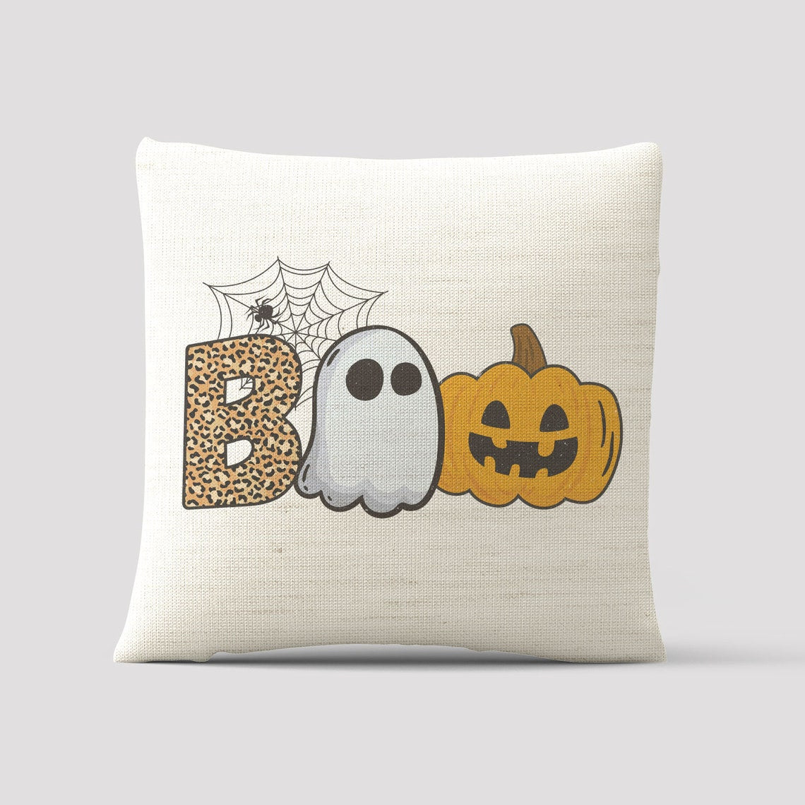 Boo Pillow, Halloween Pillow, Leopard Print Halloween Decor