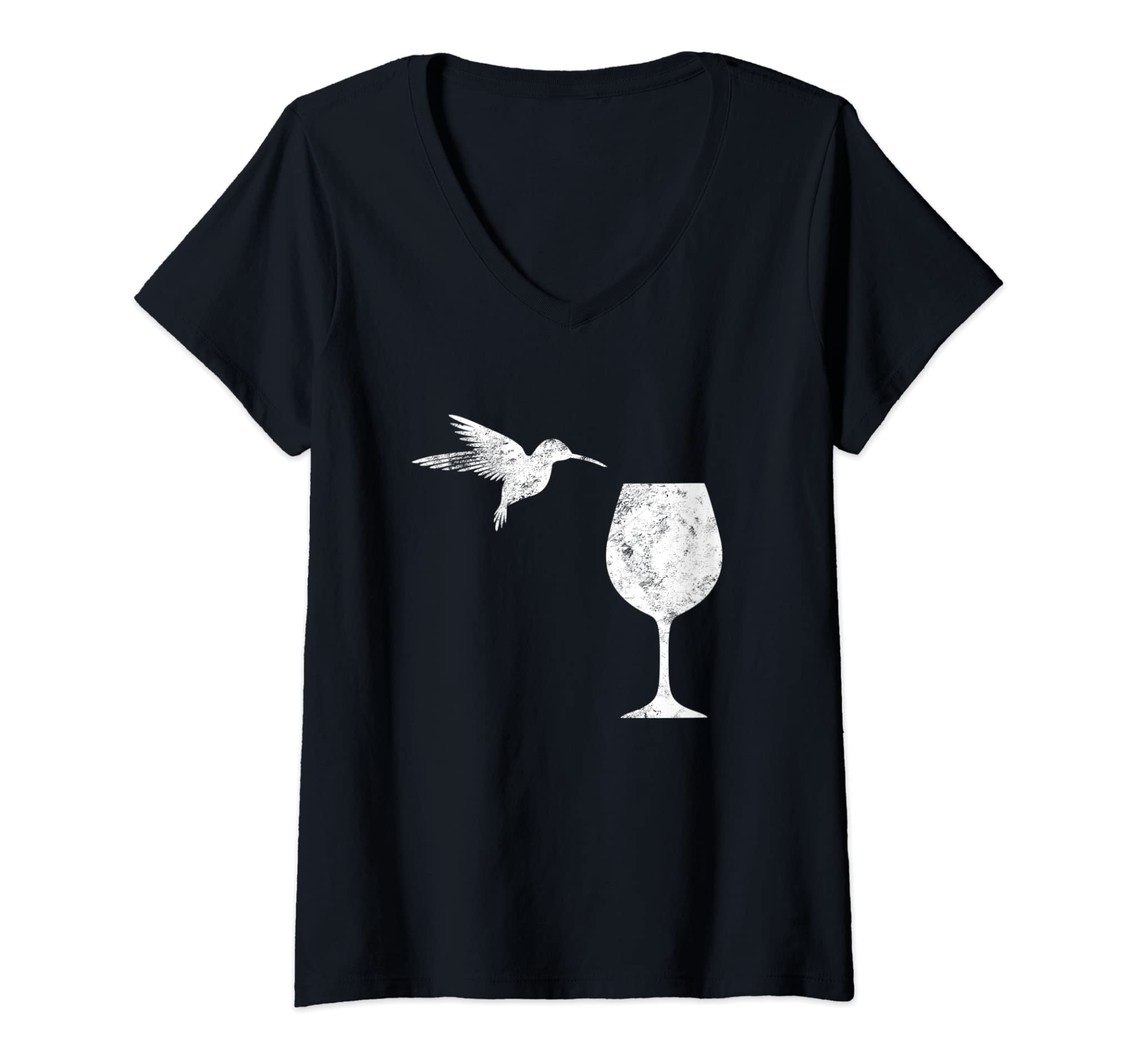 Womens Hummingbird Wine Lovers Gift Funny Drinking Alcohol Bird V-Neck