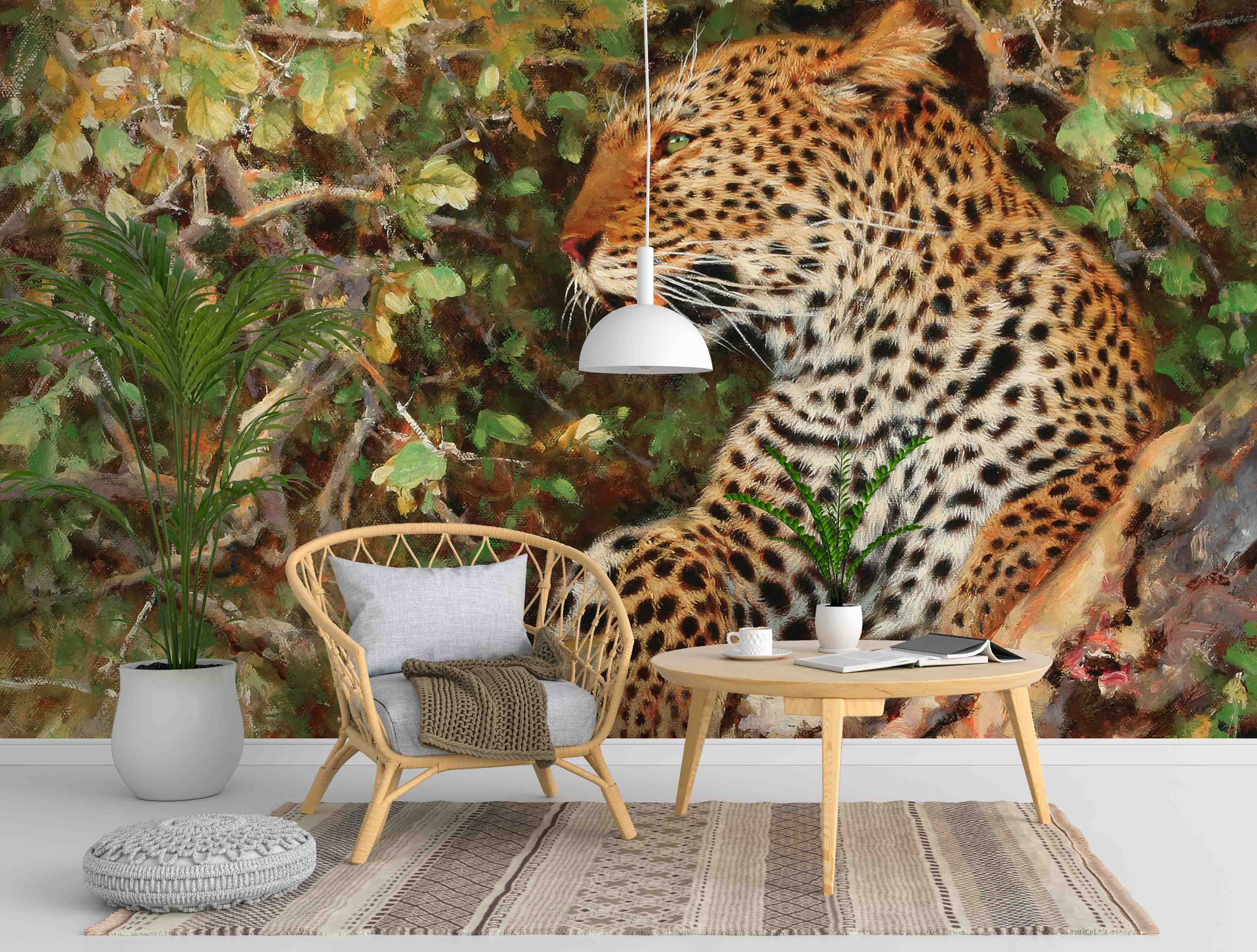 3D Realistic Forest Leopard Animal Wall Mural Wallpaper Lxl 1632