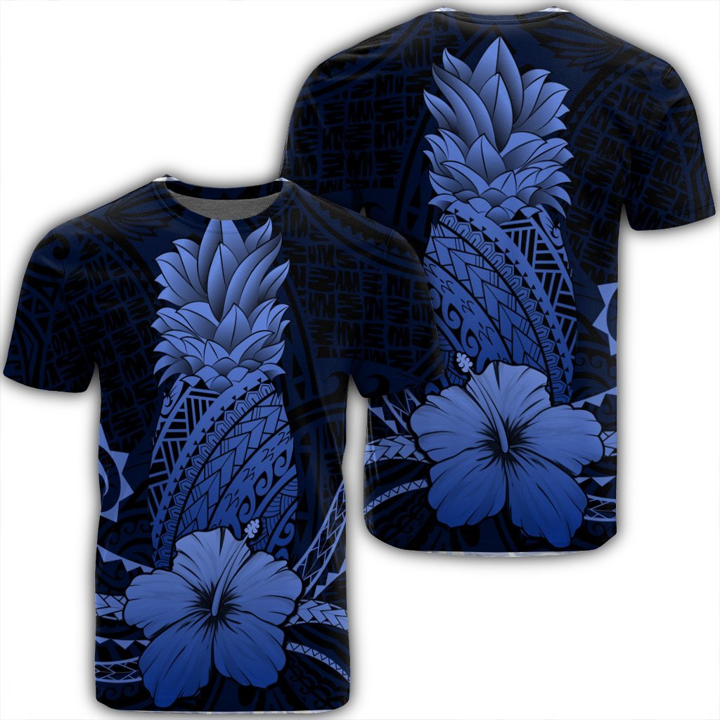 Hawaiian Polynesian Pineapple Hibiscus Blue Ah Ha8394